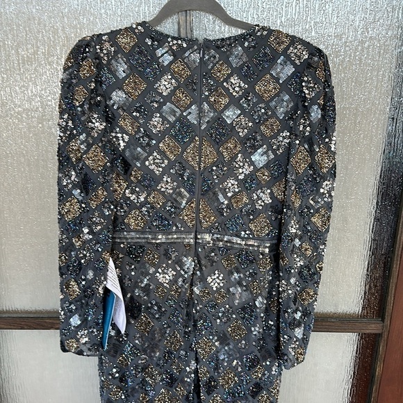 Mac Duggal GEO EMBELLISHED MIDI SHEATH DRESS in charcoal size 6 NEW. $498 - Picture 12 of 14